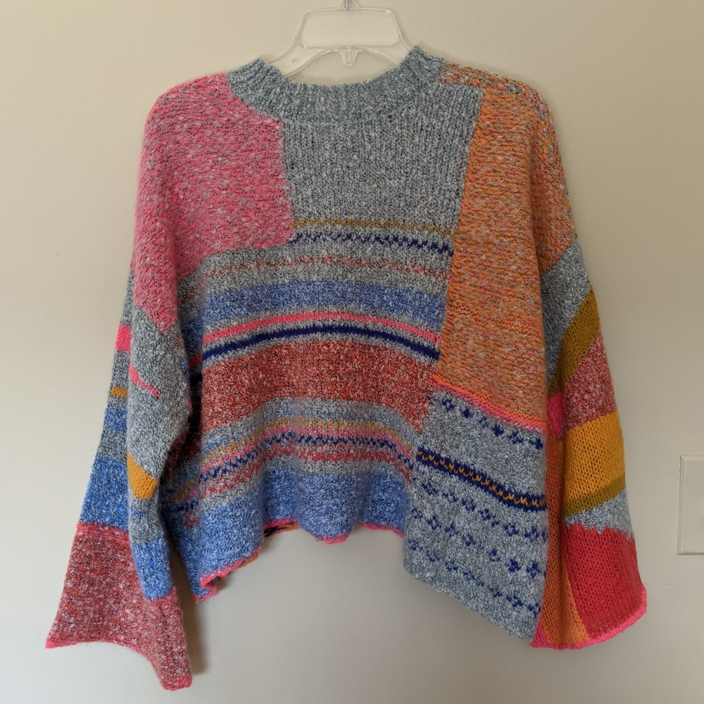 New Sincerely Jules Multicolor Patchwork Sweater - image 4